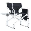 1-piece Padded Folding Outdoor Chair with Side Table and Storage Pockets