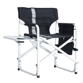 1-piece Padded Folding Outdoor Chair with Side Table and Storage Pockets