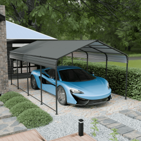 Carport 12x20 FT Heavy Duty Carport CanopyUpdated Frame Structure Galvanized Steel Roof and Enhanced BaseMetal Carport Garage for Pickup, Boat