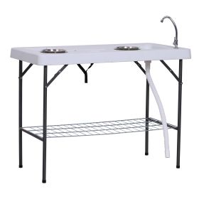 Outsunny Folding Fish Cleaning Table with Sink