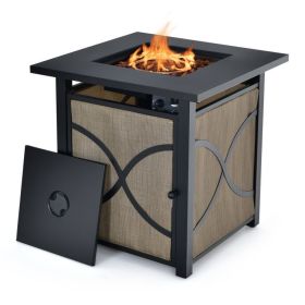 Propane Fire Pit Table with Lid and Fire Glass