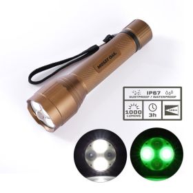 Mossy Oak Hunting IP67 Waterproof 1000 Lumens Flashlight, with Green Light