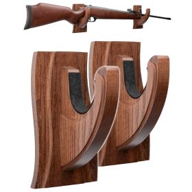 Gun Rack Wall Mount Hold Up Displays Horizontal Gun Rack and Shotgun Hooks Store Rifle Shotgun Bow Real Hardwood Hanger Brown