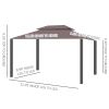 Outsunny 10' x 13' Patio Gazebo, Outdoor Gazebo Canopy Shelter with Netting and Curtains, Aluminum Frame for Garden, Lawn, Backyard and Deck, Coffee