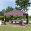 Outsunny 10' x 13' Patio Gazebo, Outdoor Gazebo Canopy Shelter with Netting and Curtains, Aluminum Frame for Garden, Lawn, Backyard and Deck, Coffee