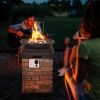 Outdoor Propane Burning Fire Bowl Column Realistic Look Firepit Heater