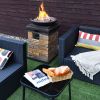 Outdoor Propane Burning Fire Bowl Column Realistic Look Firepit Heater
