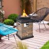 Outdoor Propane Burning Fire Bowl Column Realistic Look Firepit Heater