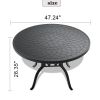 √ò47.24-inch Cast Aluminum Patio Dining Table With Black Frame and Carved Texture on the Tabletop