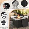 Propane Gas Fire Pit Table Wicker Rattan with Lava Rocks PVC Cover