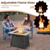 Propane Gas Fire Pit Table Wicker Rattan with Lava Rocks PVC Cover