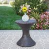 Frances Outdoor 16-inch Multi-brown Wicker Hourglass-shaped side table