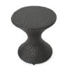 Frances Outdoor 16-inch Multi-brown Wicker Hourglass-shaped side table