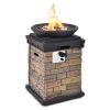 Outdoor Propane Burning Fire Bowl Column Realistic Look Firepit Heater