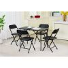 40"L x 20"W Plastic Adjustable Height Fold-in-Half Folding Table, Rich Black