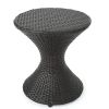 Frances Outdoor 16-inch Multi-brown Wicker Hourglass-shaped side table
