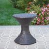 Frances Outdoor 16-inch Multi-brown Wicker Hourglass-shaped side table
