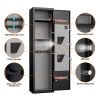 High-Security Steel Rifle Cabinet - 4-5 Gun Capacity, Electronic Lock, Solid Bolts, Dual Alarms, Silent Operation, LED Lighting