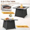 Propane Gas Fire Pit Table Wicker Rattan with Lava Rocks PVC Cover