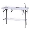 Outsunny Folding Fish Cleaning Table with Sink