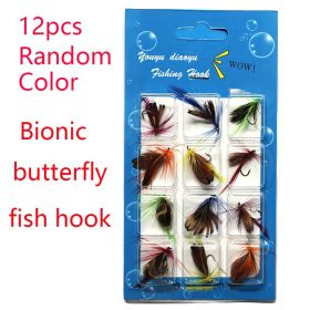 Insects Flies Fly Fishing Lures Bait High Carbon Steel Hook Fish Tackle With Super Sharpened Hook,12pcs/Set  Assorted Varieties (Style: Bionic Butterfly)