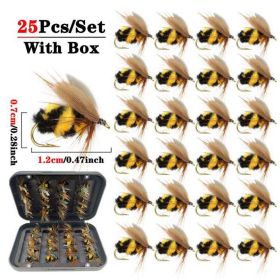 5/10/25pcs Artificial Bumblebee Fly Fishing Lures Trout (size: 25Pcs(with Box))