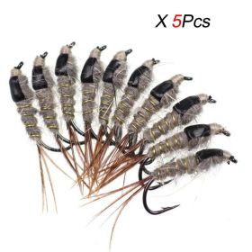 Black Back Rabbit Ear Wire Nymph Flies Trout Fly, Freshwater Saltwater   5-30Pcs (Quantity: Pack Of 5Pcs)