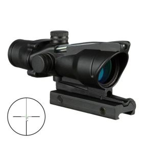 4X32 Hunting Riflescope Real Fiber Optics Green Red Dot Illuminated Etched Reticle Tactical Optical Sight (Color: green cross)