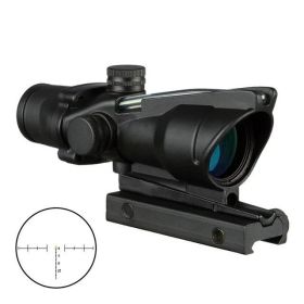 4X32 Hunting Riflescope Real Fiber Optics Green Red Dot Illuminated Etched Reticle Tactical Optical Sight (Color: green chevron)
