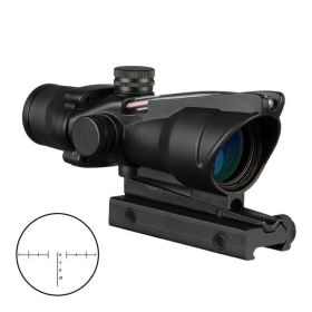 4X32 Hunting Riflescope Real Fiber Optics Green Red Dot Illuminated Etched Reticle Tactical Optical Sight (Color: red chevron)