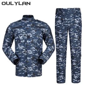 Oulylan Camouflage Men's Shirt & Pants Fishing & Hunting Clothes (Color: ocean Digital, size: S)