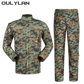 Oulylan Camouflage Men's Shirt & Pants Fishing & Hunting Clothes (Color: green Digital, size: M)