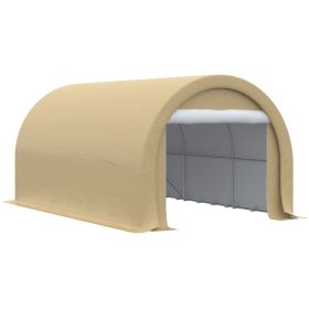 Outsunny 10' x 16' Carport, Heavy Duty Portable Garage Storage Tent with Large Zippered Door, Anti-UV PE Canopy Cover for Car, Truck, Boat, Motorcycle (Color: as Pic)