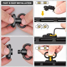 QD Sling 2 Point Sling Quick Adjust Gun Sling With HK Hook Soft Shoulder Pad Sling (Color: Black)