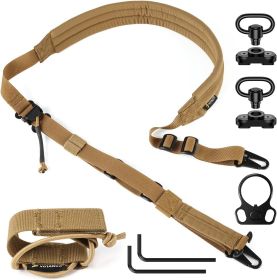 QD Sling 2 Point Sling Quick Adjust Gun Sling With HK Hook Soft Shoulder Pad Sling (Color: Brown)