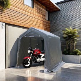7x12 ft Outdoor Gazebo Portable Storage Shelter Shed with 2 Roll up Zipper Doors & Vents Carport for Motorcycle Waterproof and UV Resistant Anti-Snow (Color: as Pic)