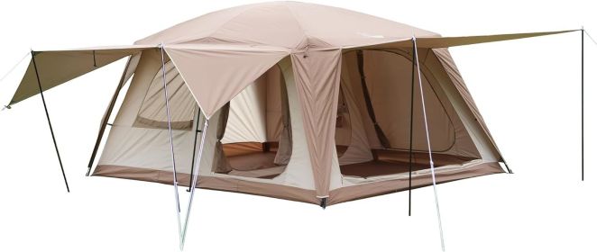 Large Family Cabin Camping Tent (Color: Light Brown)