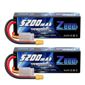 1/2pcs Zeee 3S 5200mAh Lipo Battery 11.1V 80C with T/XT60/EC3/5 Plug Hardcase for RC Car Buggy Truck FPV Drone RC Model Parts (Color: 3S 5200mah XT60)