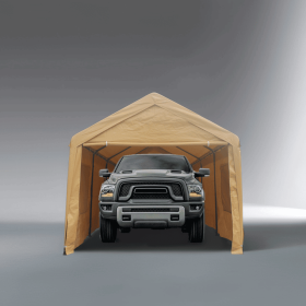 10x20ft heavy duty outdoor car canopy carport portable garage (Color: Sand)