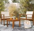 Patio Furniture 4 Piece Outdoor Acacia Wood