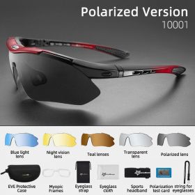ROCKBROS Photochromic Bicycle Glassess Cycling Glasses Polarized Sunglasses Myopia Frame MTB Mountain UV400 Bicycle Goggles (Color: 10001, Lenses Color: Polarized)