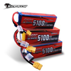 Sunpadow RC 3S 4S 6S Lipo Battery 5100mAh for 11.1V 14.8V 22.2V with XT60 XT90 Plug For Rcing Airplane Drone FPV Helicopter (Color: 5100-3S-20C-XT60)