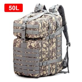30L/50L Military Tactical Backpack 900D Nylon Waterproof Rucksacks Army Outdoor Sports Camping Hiking Trekking Hunting Bag (Color: ACU Grey (50L))