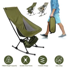 Portable Camping Rocking Chair 198LBS Weight Capacity  Women and Teens (Color: Green)