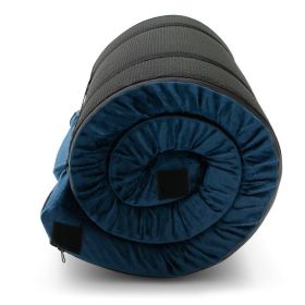 Foldable Lightweight Memory Camping Mattress (Color: Navy, size: 72" x 25" x 2.5")