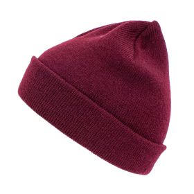 Portland Acrylic Beanie Hat (Color: Burgundy)