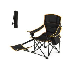 Folding Camping Chair with Footrest (Color: Black)
