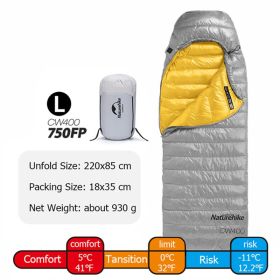 Naturehike Goose Down Sleeping Bag CW400 (Color: 750FP Grey - L)