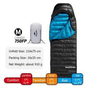 Naturehike Goose Down Sleeping Bag CW400 (Color: 750FP Black - M)