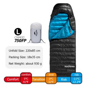 Naturehike Goose Down Sleeping Bag CW400 (Color: 750FP Black - L)